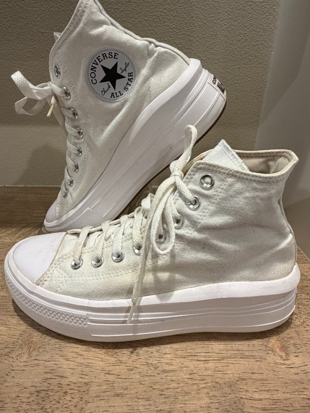 Converse Chuck Taylor All Star Move High Top Platform Sneakers White Size 9 - Picture 1 of 7